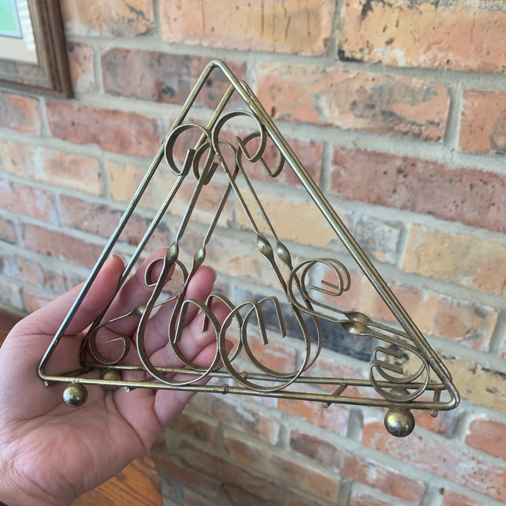 Brassy Triangular Napkin or Mail Holder